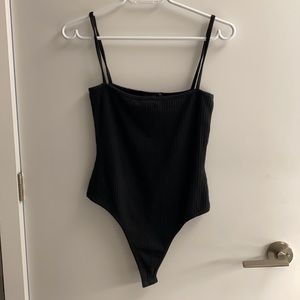 ⭐️Missguided black ribbed bodysuit basic top NWOT